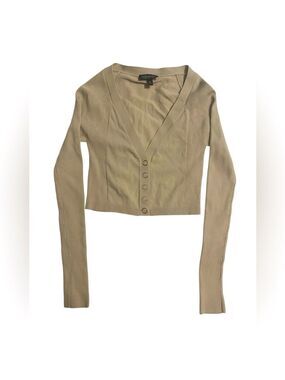 Topshop Taupe Cropped snap-Up Cardigan Size 4 NWOT